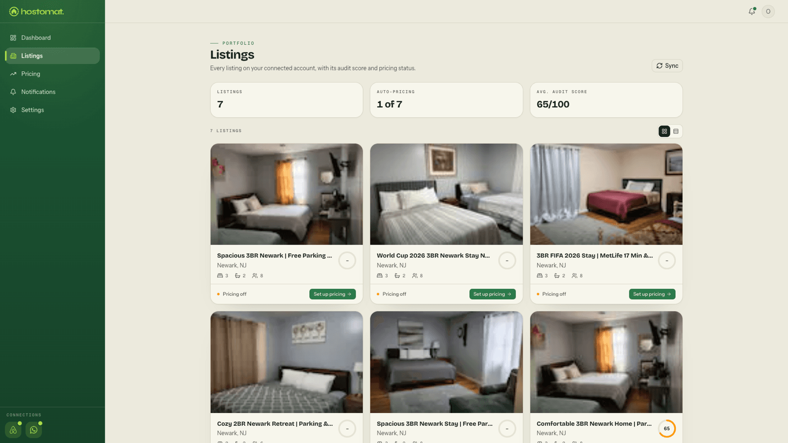 The listings page with imported properties