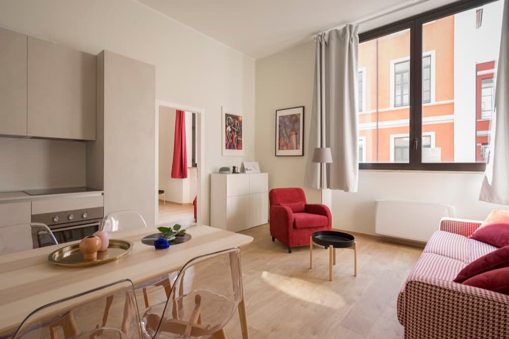 A living room in a listing the engine prices every night