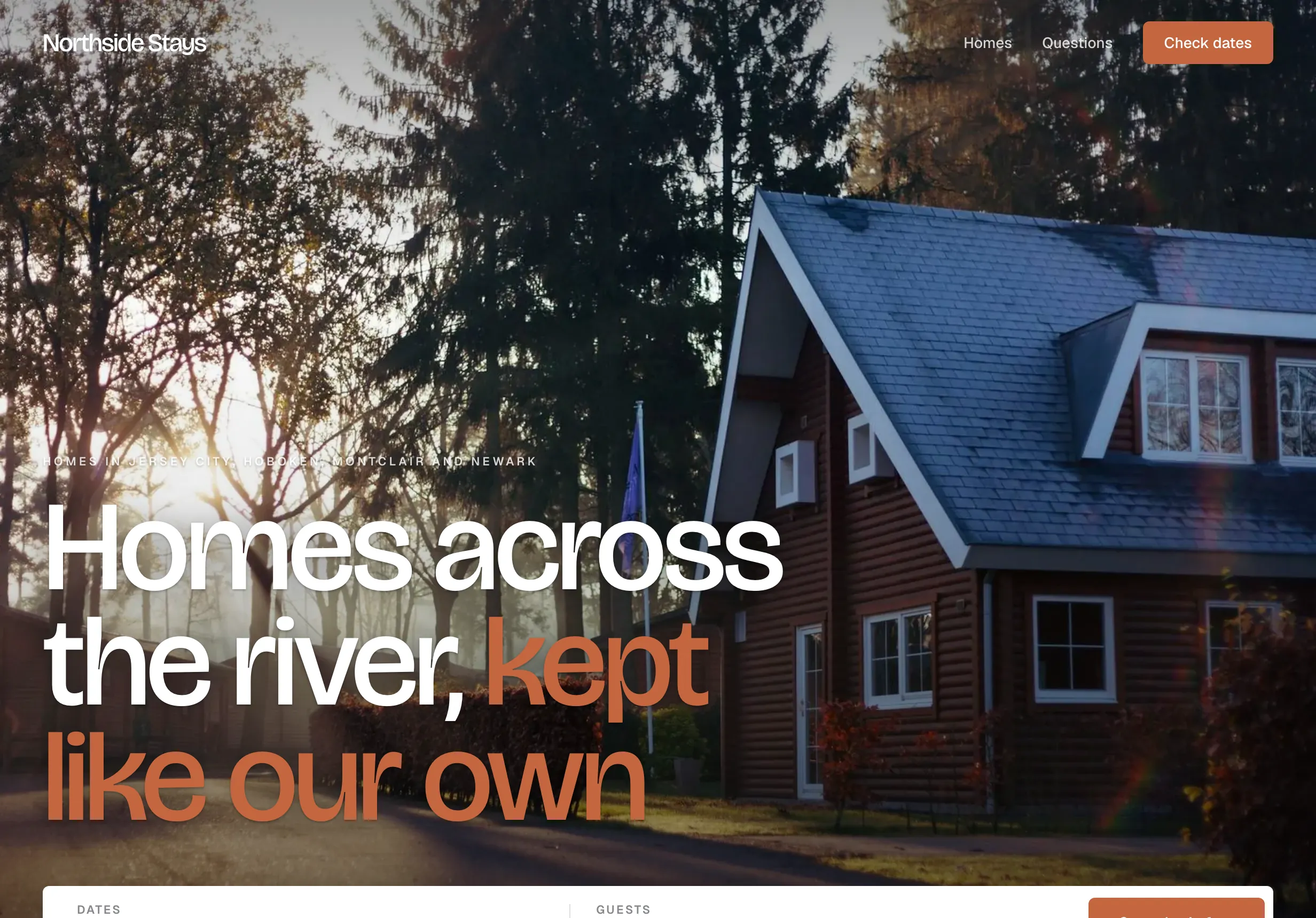 The City template on the invented account's direct booking site: bright and modern, for apartments.